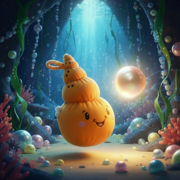 Lenabo Hörspiel „Das Rätsel der glitzernden Perlen“ von Lenabie Mia (Muschel) – liebevolles Hörspiel für Kinder ab 3 Jahren, Mia entdeckt in einer geheimnisvollen Unterwasserhöhle schimmernde Perlen und begibt sich auf eine spannende Entdeckungsreise durch das Meer, atmosphärische Klanggeschichte mit sanften Meeresgeräuschen, Blubbern und ruhiger Musik, fördert Zuhören, Fantasie und erste Problemlösung, ideal als beruhigendes Hörabenteuer oder Einschlafgeschichte in der Lenabo App.